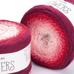 Пряжа Yarnart FLOWERS 269 белый/вишня (2 мотка)