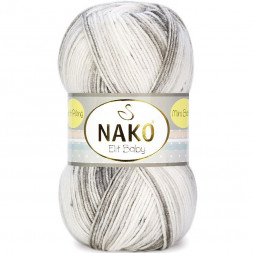 Пряжа Nako ELIT BABY MINI BATIK 32461 бел/серый/т.серый