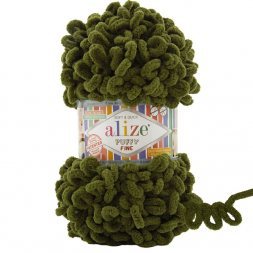 Пряжа Alize PUFFY FINE 620 т.хаки (5 мотков)