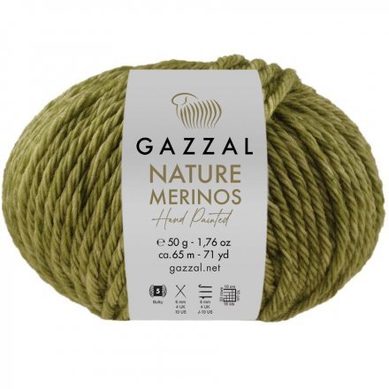 Пряжа Gazzal NATURE MERINOS 8309 олива (5 мотков)