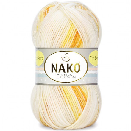 Пряжа Nako ELIT BABY MINI BATIK 32462 бел/желт/лимон
