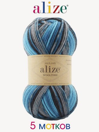 Пряжа Alize WOOLTIME 11017 принт (5 мотков)