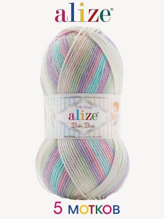Пряжа Alize BABY BEST BATIK 7936 принт (5 мотков)