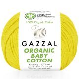 Пряжа Gazzal ORGANIC BABY COTTON 420 желтый (5 мотков)