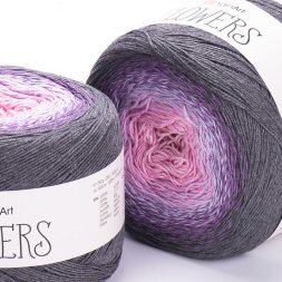 Пряжа Yarnart FLOWERS 276 розовый/сирень/серый (2 мотка)