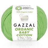 Пряжа Gazzal ORGANIC BABY COTTON 421 салатовый (5 мотков)