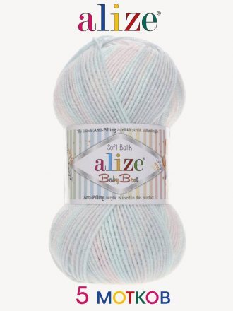 Пряжа Alize BABY BEST BATIK 6623 роз/бирюза (5 мотков)