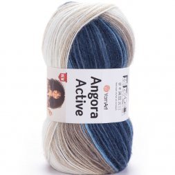 Пряжа Yarnart ANGORA ACTIVE 859 бел/т.синий/беж (5 мотков)