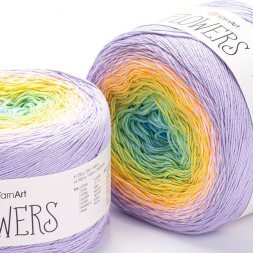 Пряжа Yarnart FLOWERS 285 сирень/бирюза/желтый (2 мотка)