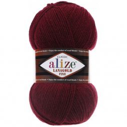 Пряжа Alize LANAGOLD FINE 57 бордо (5 мотков)