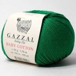 Пряжа Gazzal BABY COTTON 3456 зеленый (10 мотков)