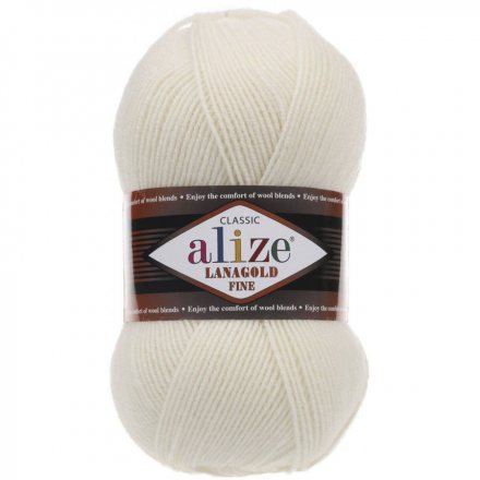 Пряжа Alize LANAGOLD FINE 62 молочный (5 мотков)