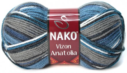 Пряжа Nako VIZON ANATOLIA 81027 синий/серый