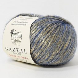 Пряжа Gazzal ROCK-N-ROLL 13184 голубой с золотом (10 мотков)