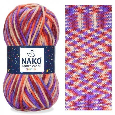 Пряжа Nako SPORT WOOL SENLIK 87741 принт (5 мотков)