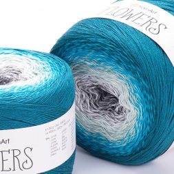 Пряжа Yarnart FLOWERS 289 м.волна/бирюза (2 мотка)