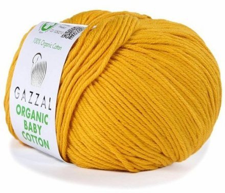 Пряжа Gazzal ORGANIC BABY COTTON 447 т.желтый (5 мотков)