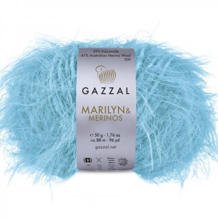 Пряжа Gazzal MARILYN &amp; MERINOS 8254 бирюзовый (5 мотков)