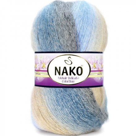 Пряжа Nako MOHAIR DELICATE COLORFLOW 7247 беж/гол/сер (5 мотков)