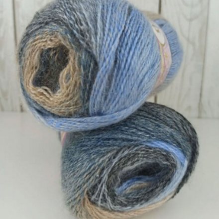 Пряжа Nako MOHAIR DELICATE COLORFLOW 7247 беж/гол/сер (5 мотков)