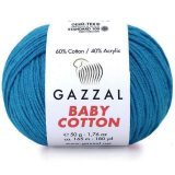 Пряжа Gazzal BABY COTTON 3428 т.бирюза (5 мотков)