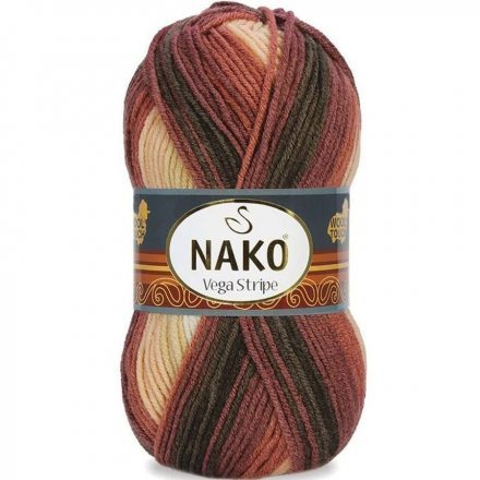 Пряжа Nako VEGA STRIPE 83604 беж/перс/корич (5 мотков)