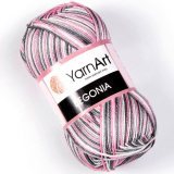 Пряжа Yarnart BEGONIA MELANGE 504 роз/серый/белый (5 мотков)