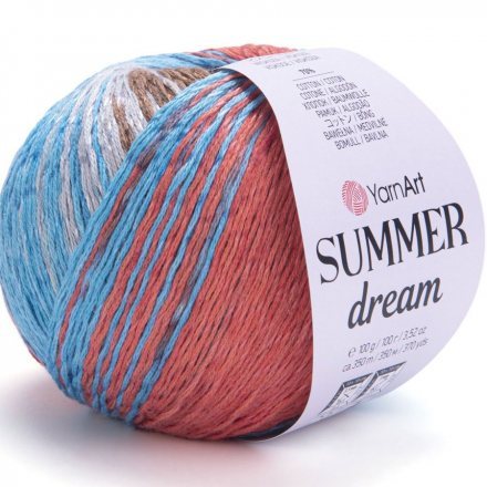 Пряжа Yarnart SUMMER DREAM 4311 корич/бир/коралл (4 мотка)