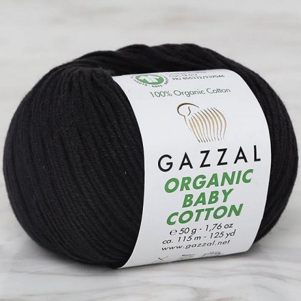 Пряжа Gazzal ORGANIC BABY COTTON 430 черный (5 мотков)