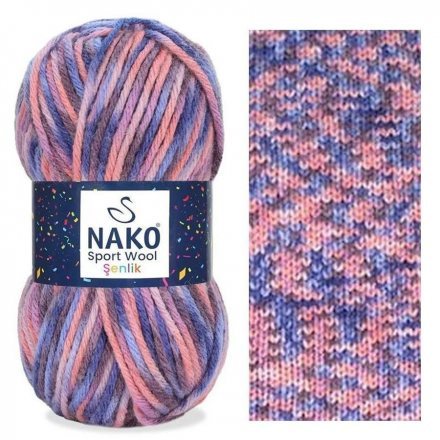 Пряжа Nako SPORT WOOL SENLIK 87742 принт (5 мотков)