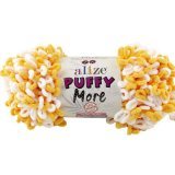 Пряжа Alize PUFFY MORE 6282 желт/белый (2 мотка)
