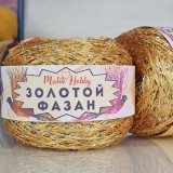 Пряжа M&amp;h ЗОЛОТОЙ ФАЗАН 114 желтый с радужным (2 мотка)