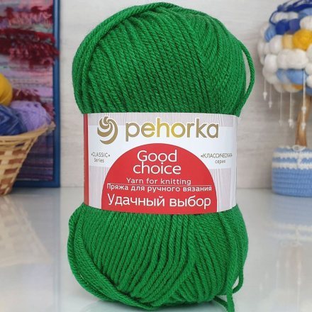 Пряжа Пехорка УДАЧНЫЙ ВЫБОР 434 зеленый (5 мотков)