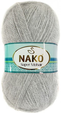 Пряжа Nako SUPER MOHAIR 195-1335 св.серый меланж