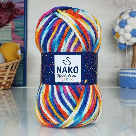 Пряжа Nako SPORT WOOL SENLIK 87737 принт (5 мотков)