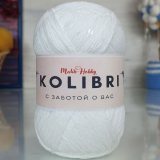 Пряжа M&amp;h KOLIBRI 080 белый с прозрачным (2 мотка)