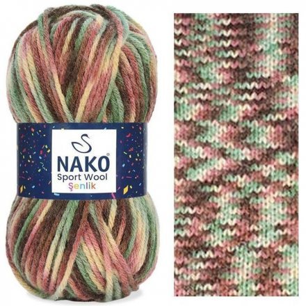 Пряжа Nako SPORT WOOL SENLIK 87739 принт (5 мотков)