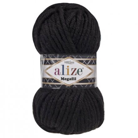 Пряжа Alize SUPERLANA MEGAFIL 60 черный (5 мотков)
