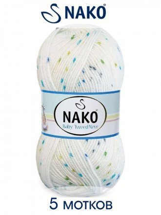 Пряжа Nako BABY TWEED 31508 бел/син (5 мотков)