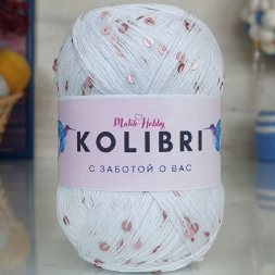 Пряжа M&amp;h KOLIBRI 012 белый с розовым (2 мотка)