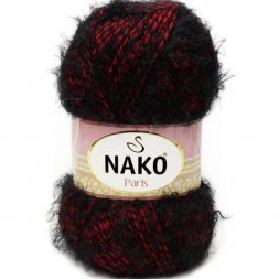 Пряжа Nako PARIS 21306 черно-красный (5 мотков)