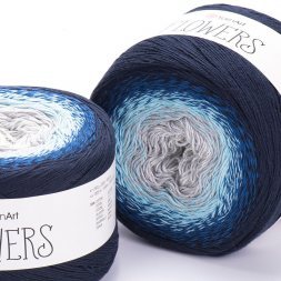 Пряжа Yarnart FLOWERS 261 синий/ангора/голубой (2 мотка)
