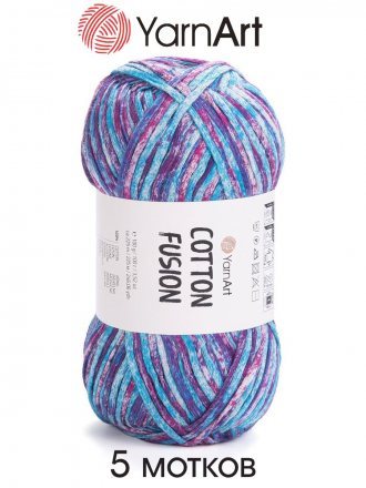 Пряжа Yarnart COTTON FUSION 3652 бир/син/мал (5 мотков)