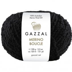 Пряжа Gazzal MERINO BOUCLE 3766 черный (3 мотка)