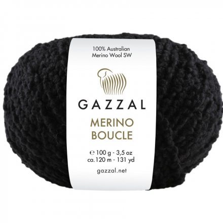Пряжа Gazzal MERINO BOUCLE 3766 черный (3 мотка)
