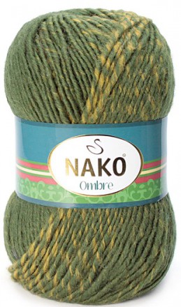 Пряжа Nako OMBRE 20316 зелен/горчица