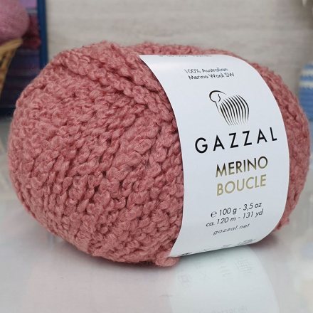 Пряжа Gazzal MERINO BOUCLE 3768 сух.роза (3 мотка)