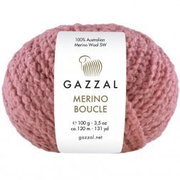 Пряжа Gazzal MERINO BOUCLE 3768 сух.роза (3 мотка)