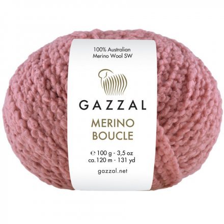 Пряжа Gazzal MERINO BOUCLE 3768 сух.роза (3 мотка)