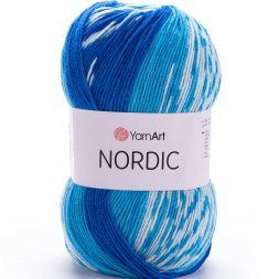 Пряжа Yarnart NORDIC 652 голуб/синий/белый (3 мотка)